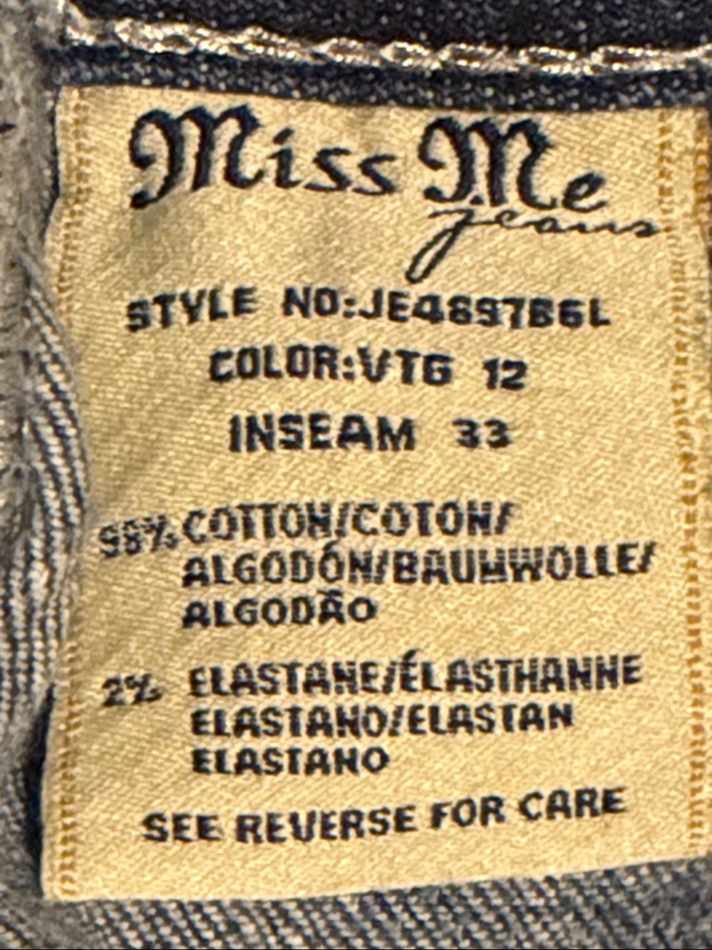 Miss Me Distressed Mid Wash Blue Boot Leg Jeans - Picture 5 of 7